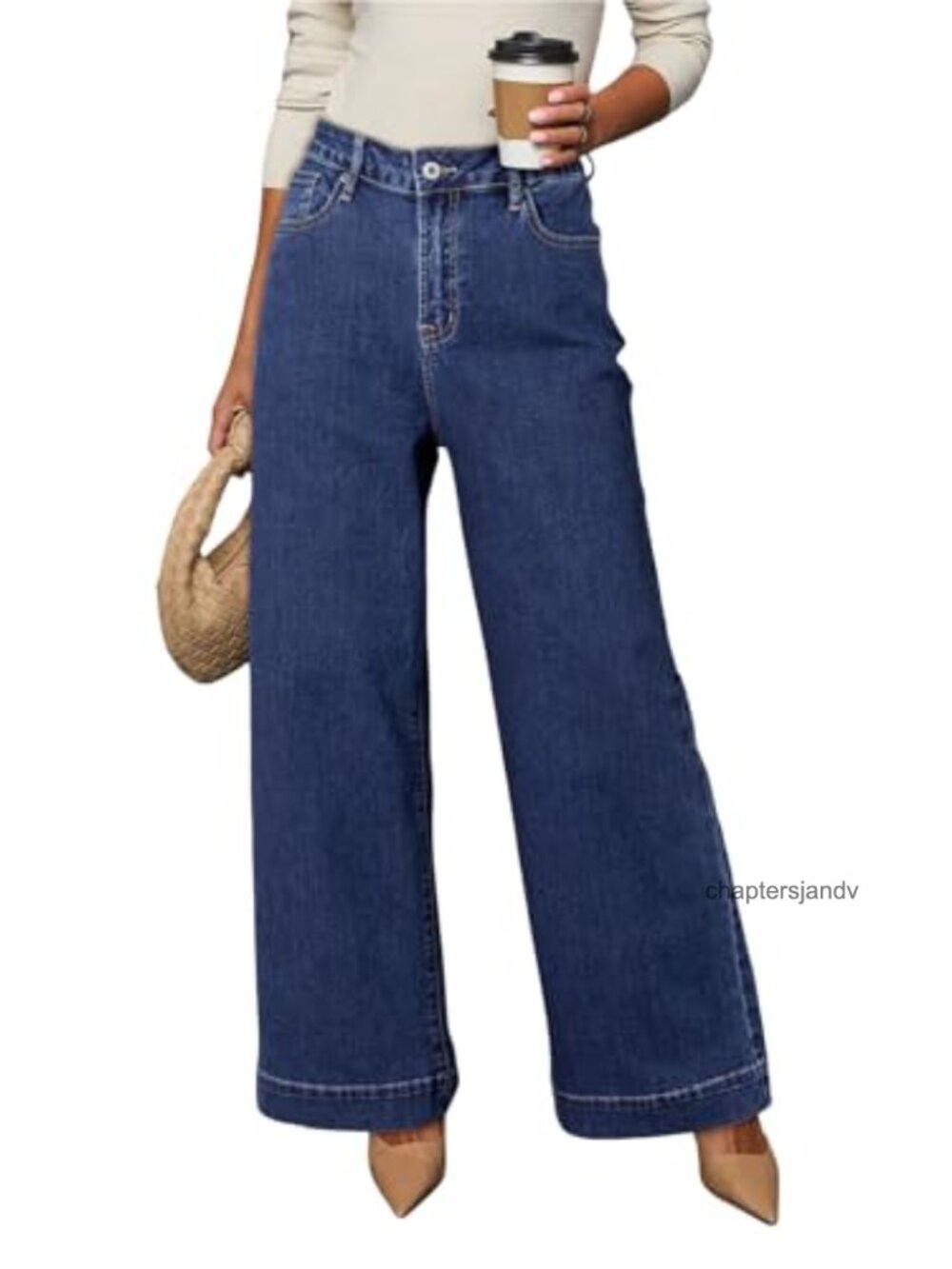 High Waisted Wide Leg Stretch Denim Jeans